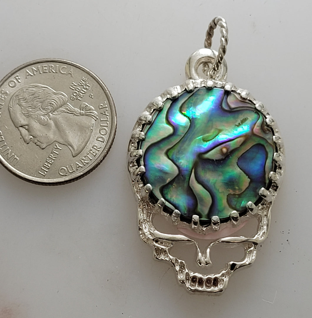 Gem Stealie with Abalone Gem in Sterling Silver